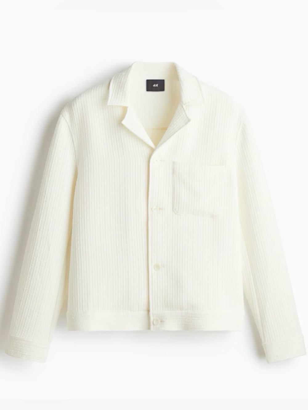H&M Off-White Loose Fit Knit Shirt Jacket